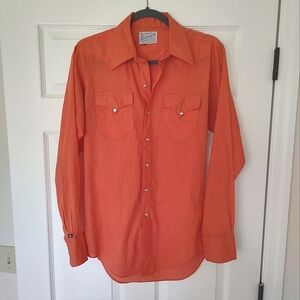 Vintage Rockmount Ranch Wear True-West Orange Pearl Snap Western Shirt Men's
